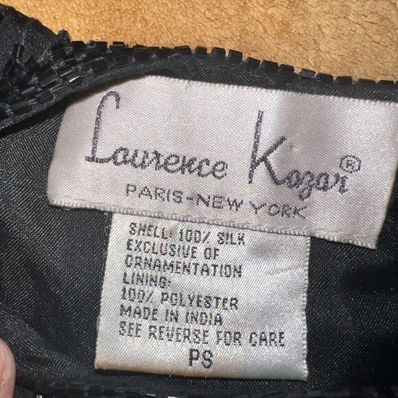 Vintage Laurence Kazar Silk Sequins Top Black Evening Cocktail size petite small - Picture 9 of 15